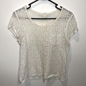 White lacy shirt with sleeves!